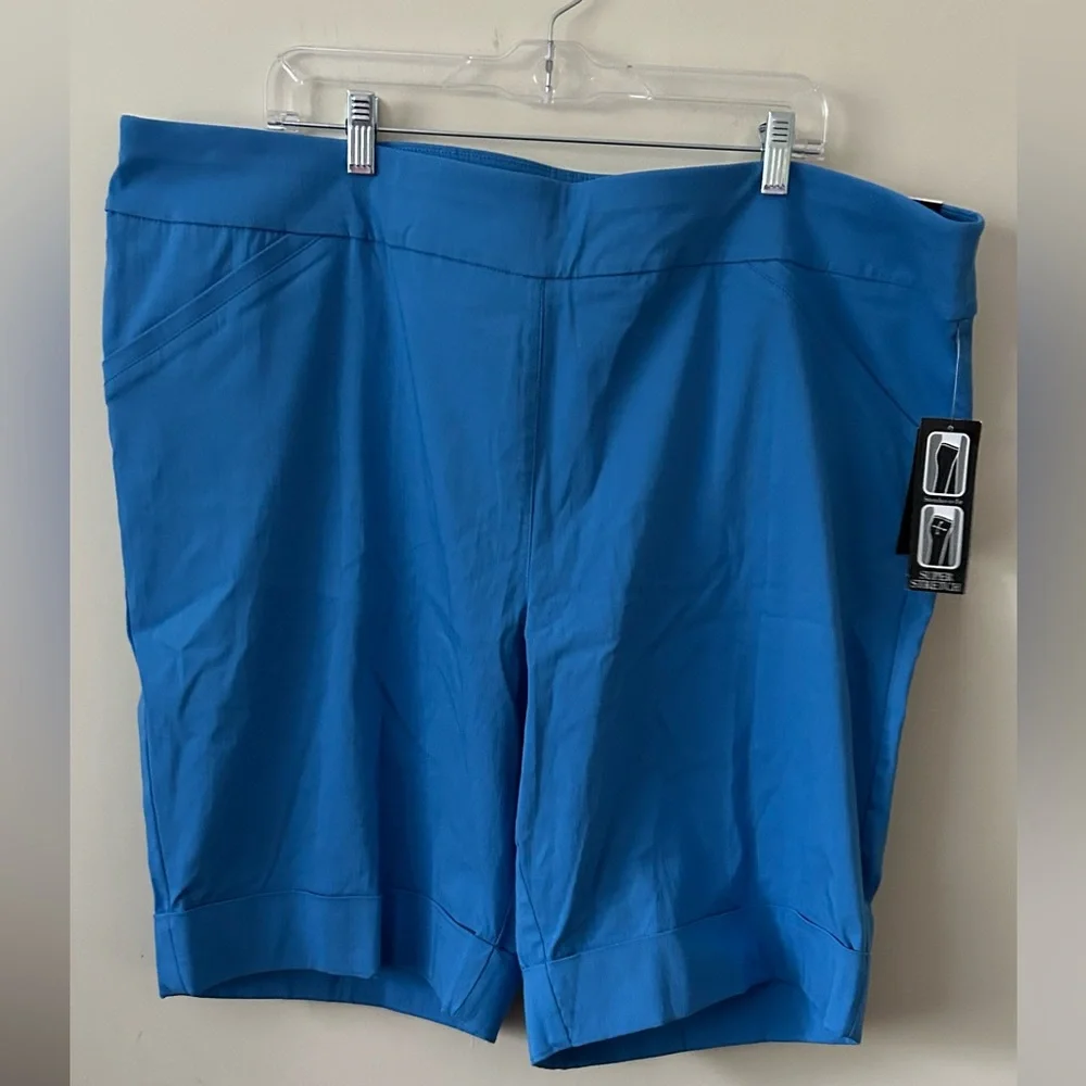 Kim Rogers Shorts Womens 24W Bermuda Tummy Control Blue Pull On‎ Stretch